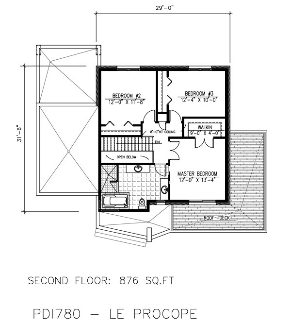 Floor Plan Second Story of Contemporary Plan #158-1275