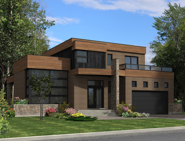 Front elevation of Contemporary home (ThePlanCollection: House Plan #158-1275)