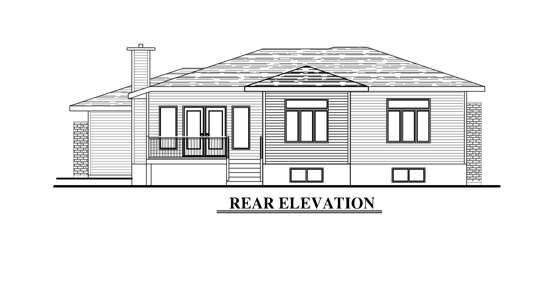 Home Plan Rear Elevation of this 3-Bedroom,1438 Sq Ft Plan -158-1276