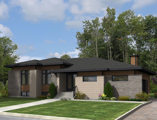 Front elevation of Contemporary home (ThePlanCollection: House Plan #158-1276)