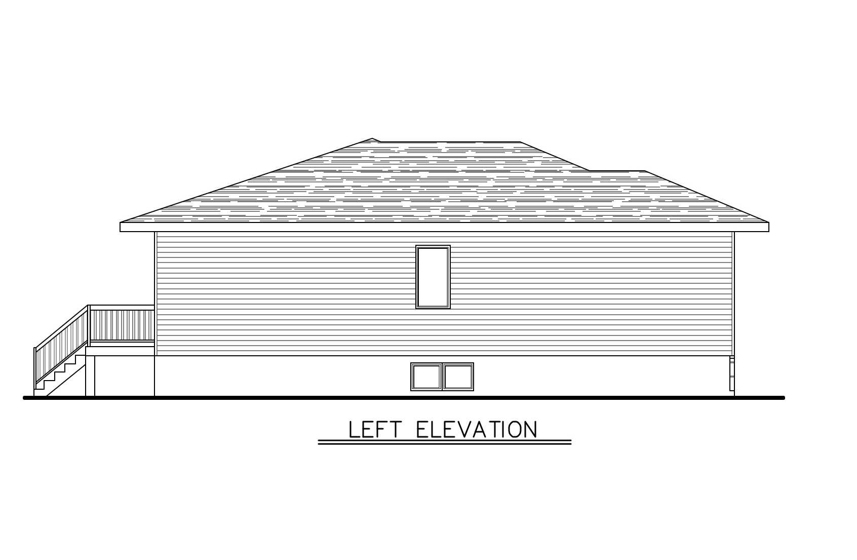 Home Plan Left Elevation of this 2-Bedroom,1064 Sq Ft Plan -158-1277
