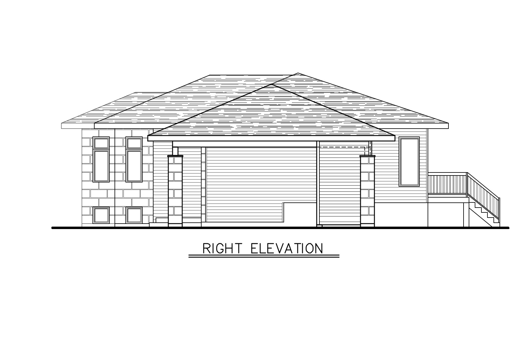 Home Plan Right Elevation of this 2-Bedroom,1064 Sq Ft Plan -158-1277