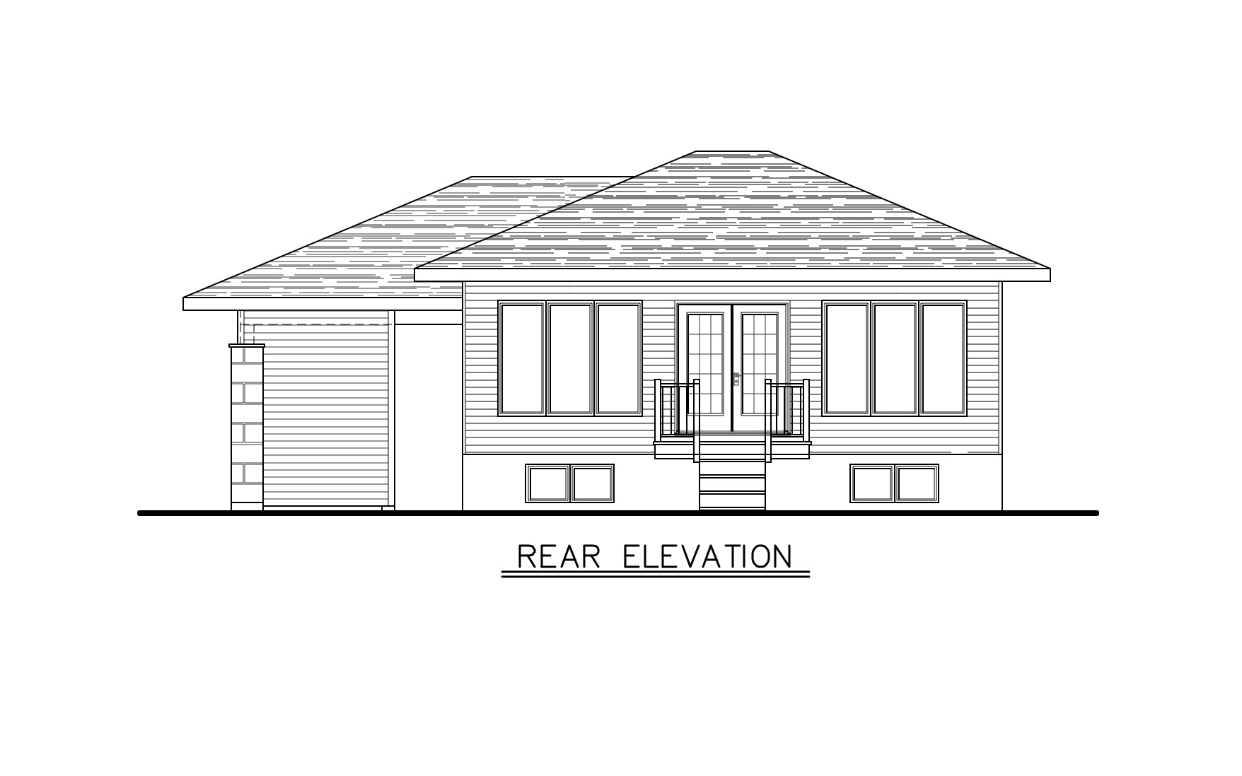 Home Plan Rear Elevation of this 2-Bedroom,1064 Sq Ft Plan -158-1277