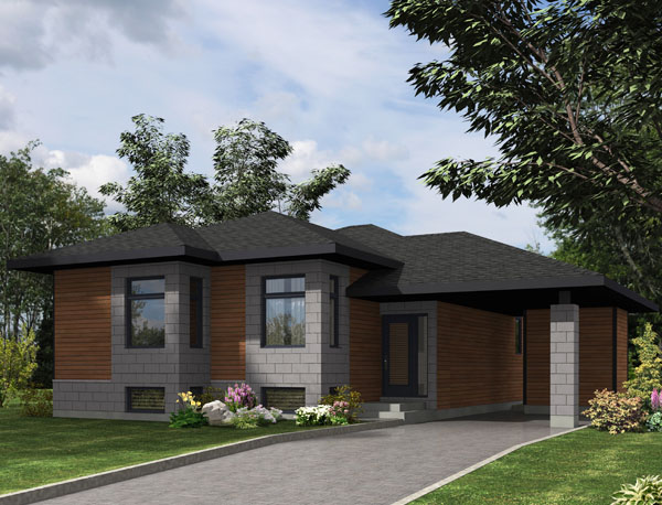 Front elevation of Contemporary home (ThePlanCollection: House Plan #158-1277)