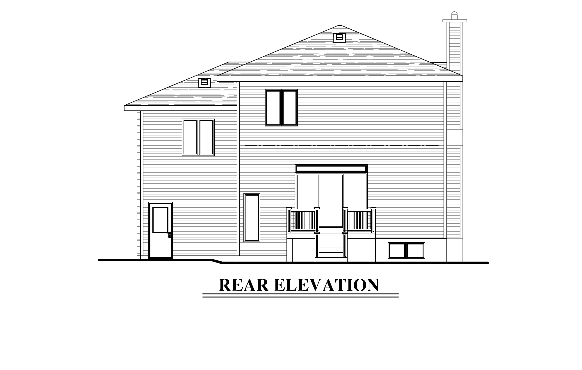 Home Plan Rear Elevation of this 3-Bedroom,1406 Sq Ft Plan -158-1278