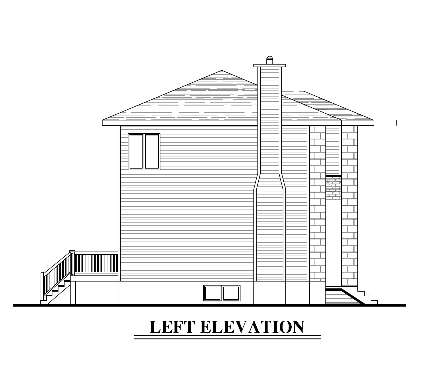 Home Plan Left Elevation of this 3-Bedroom,1406 Sq Ft Plan -158-1278