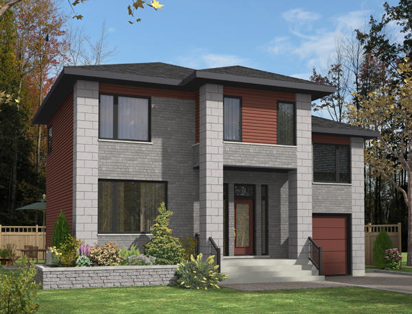 Front elevation of Contemporary home (ThePlanCollection: House Plan #158-1278)