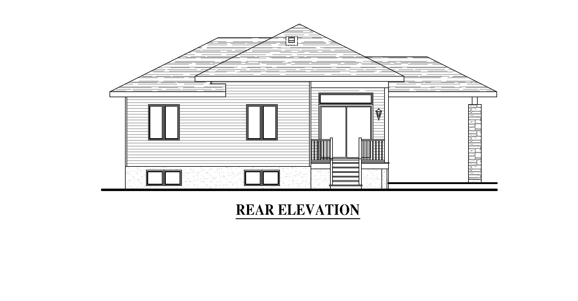 Home Plan Rear Elevation of this 3-Bedroom,1223 Sq Ft Plan -158-1279