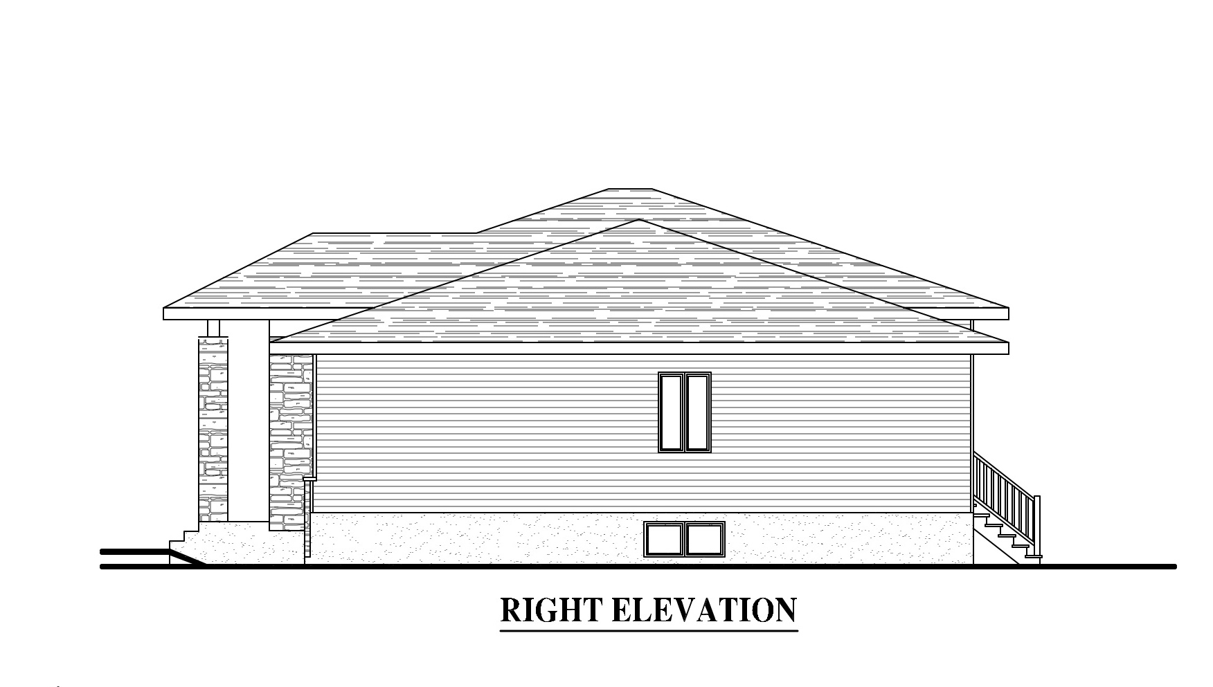 Home Plan Right Elevation of this 3-Bedroom,1223 Sq Ft Plan -158-1279