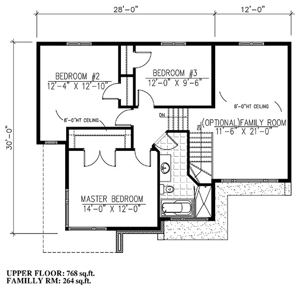 Floor Plan Second Story of Contemporary Plan #158-1280
