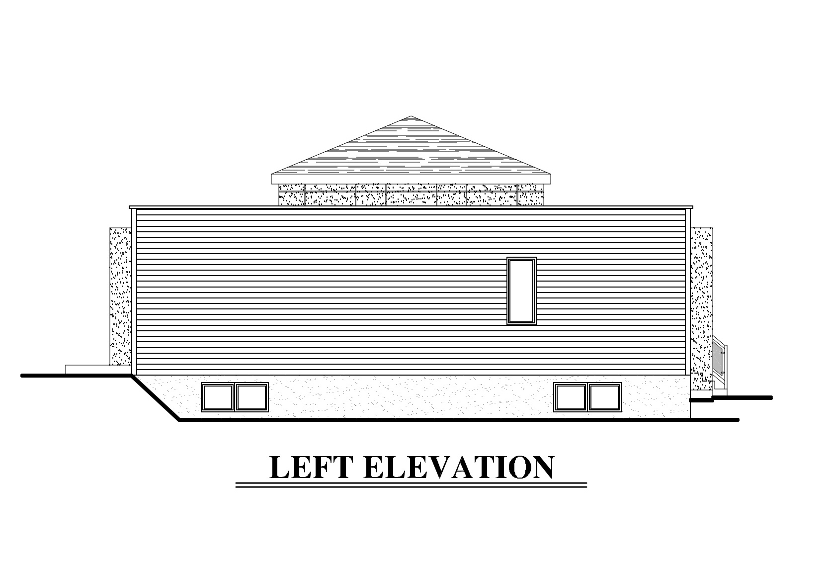 Home Plan Left Elevation of this 2-Bedroom,1236 Sq Ft Plan -158-1281