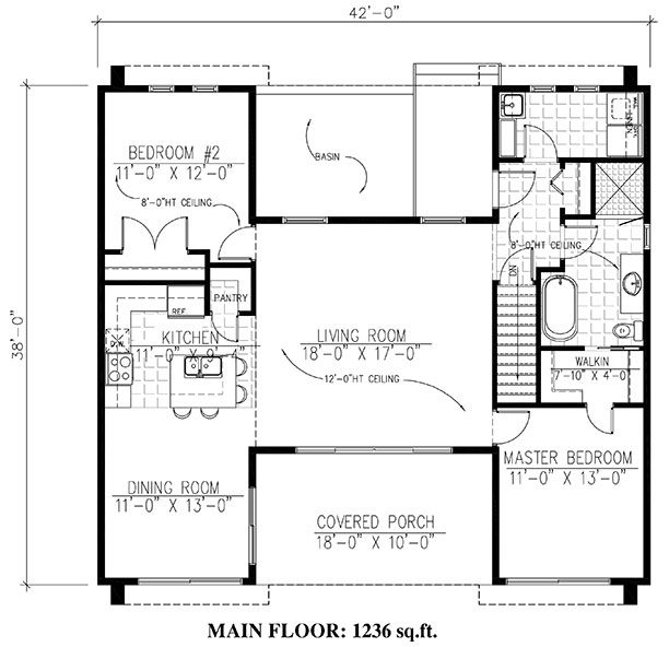 Floor Plan First Story of Contemporary Plan #158-1281