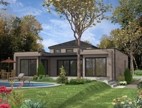 Front elevation of Contemporary home (ThePlanCollection: House Plan #158-1281)