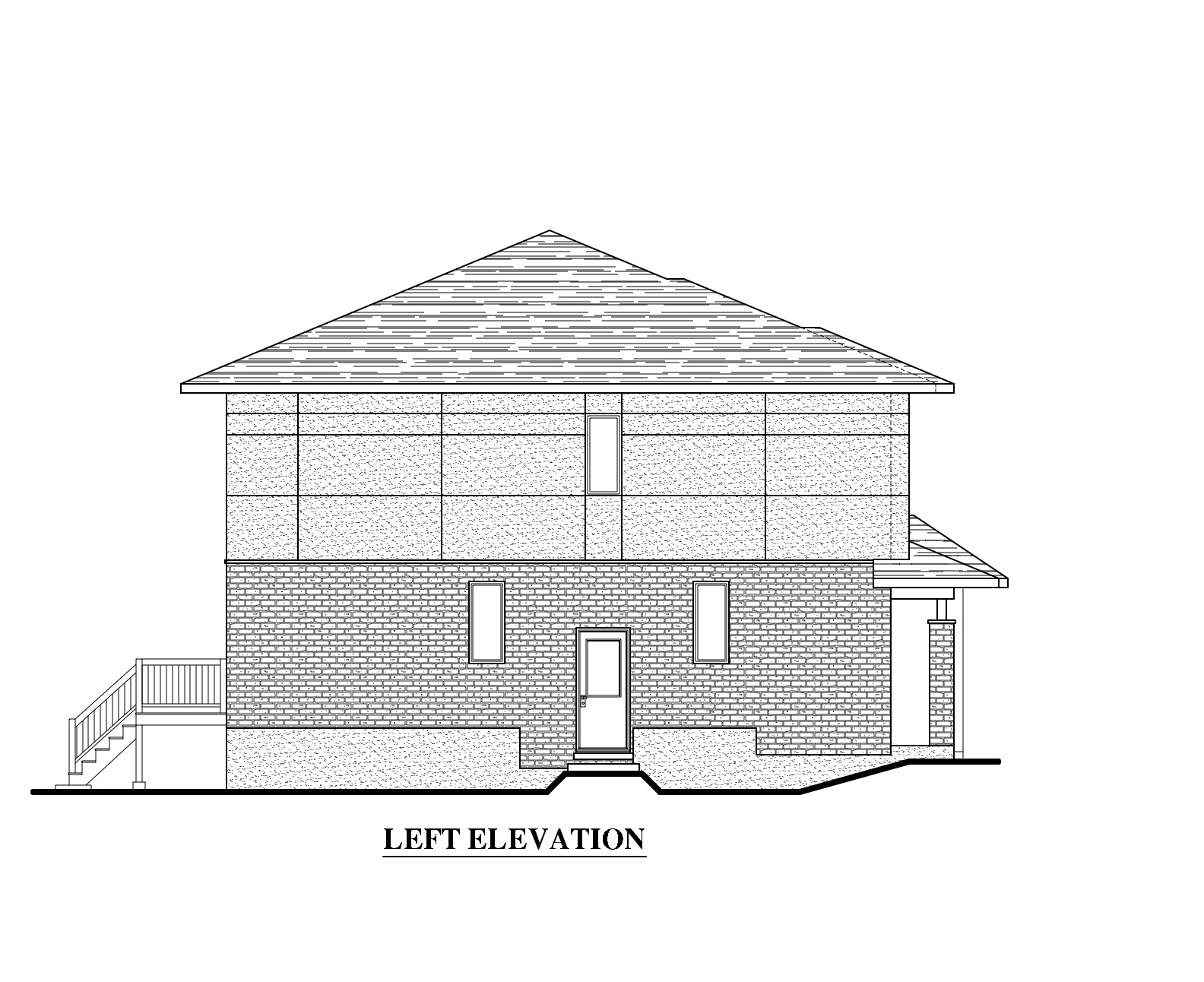 Home Plan Left Elevation of this 3-Bedroom,1497 Sq Ft Plan -158-1282