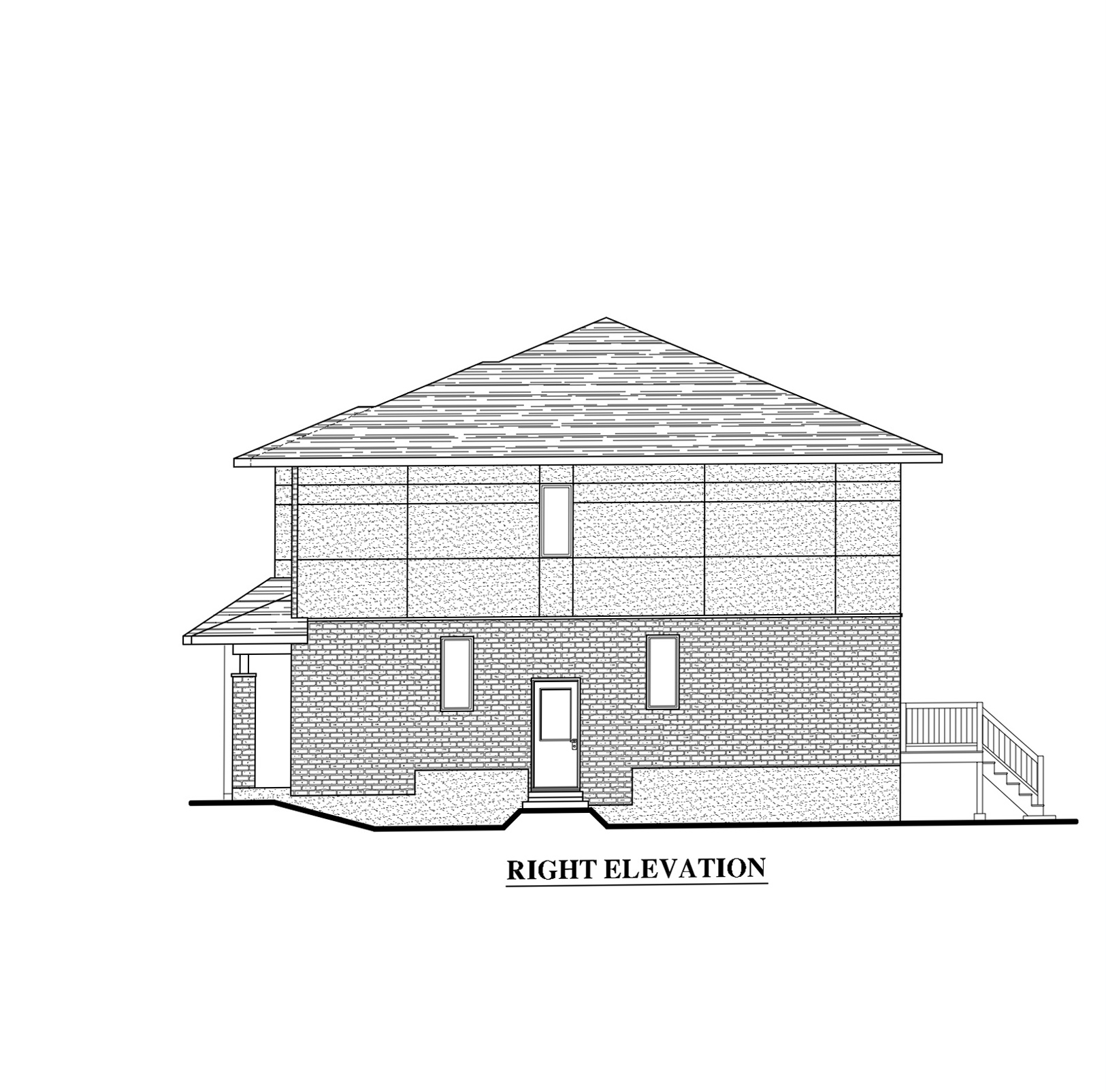 Home Plan Right Elevation of this 3-Bedroom,1497 Sq Ft Plan -158-1282