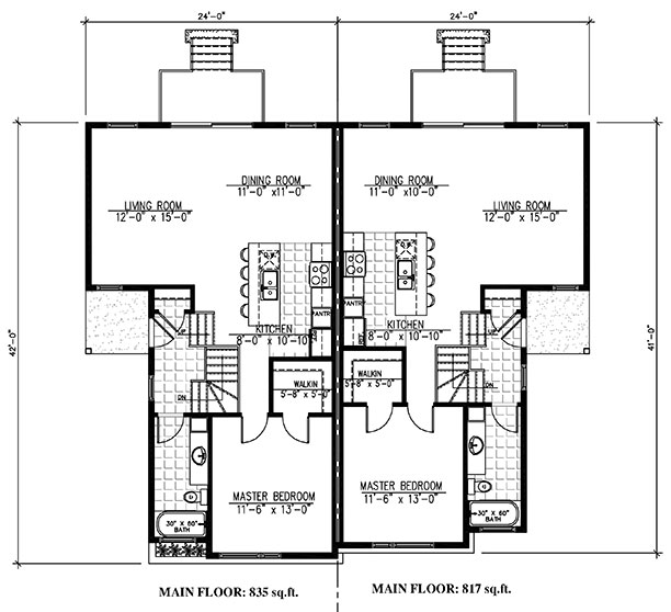 Floor Plan First Story of Contemporary Plan #158-1283