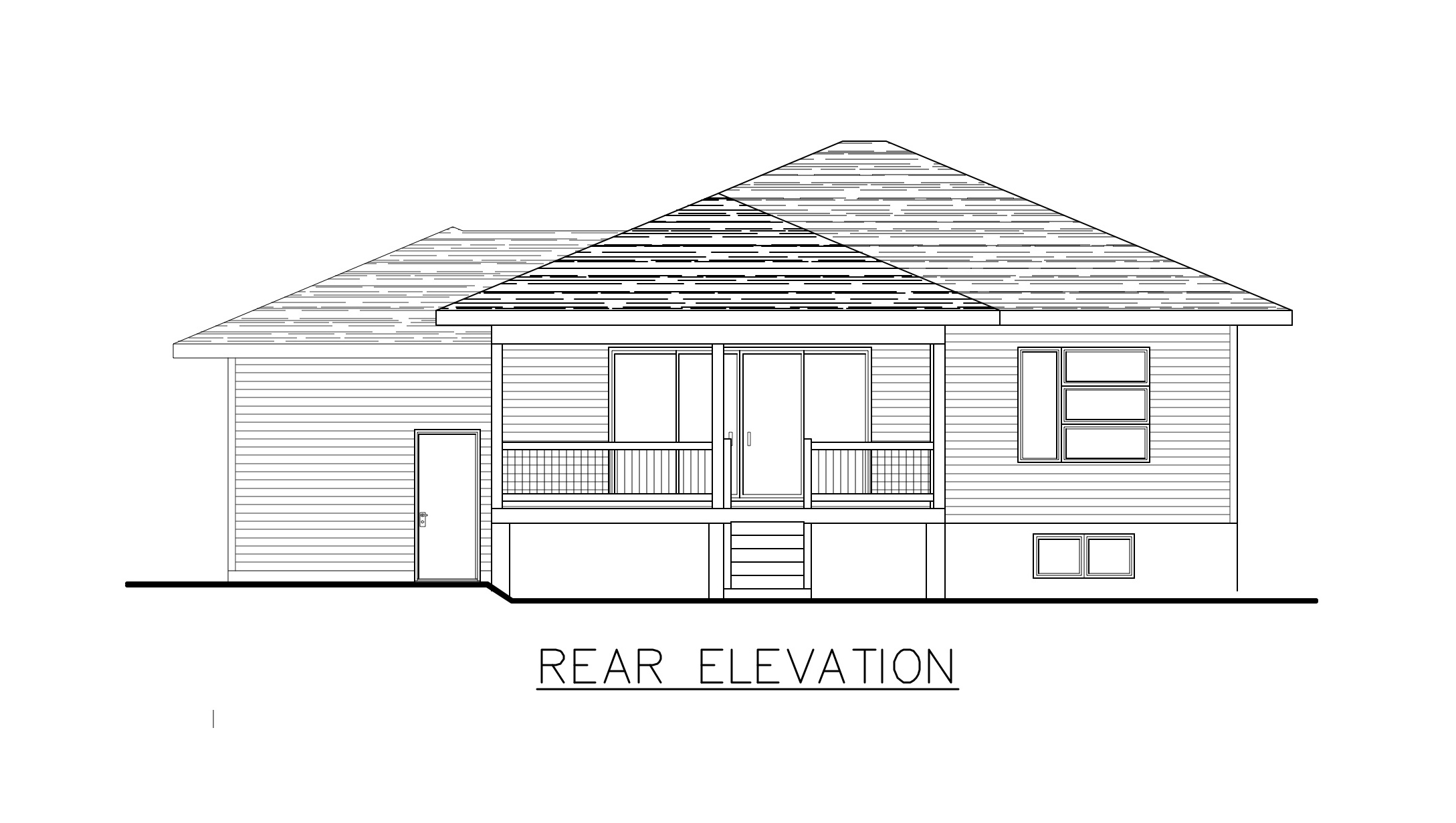 Home Plan Rear Elevation of this 2-Bedroom,1013 Sq Ft Plan -158-1284