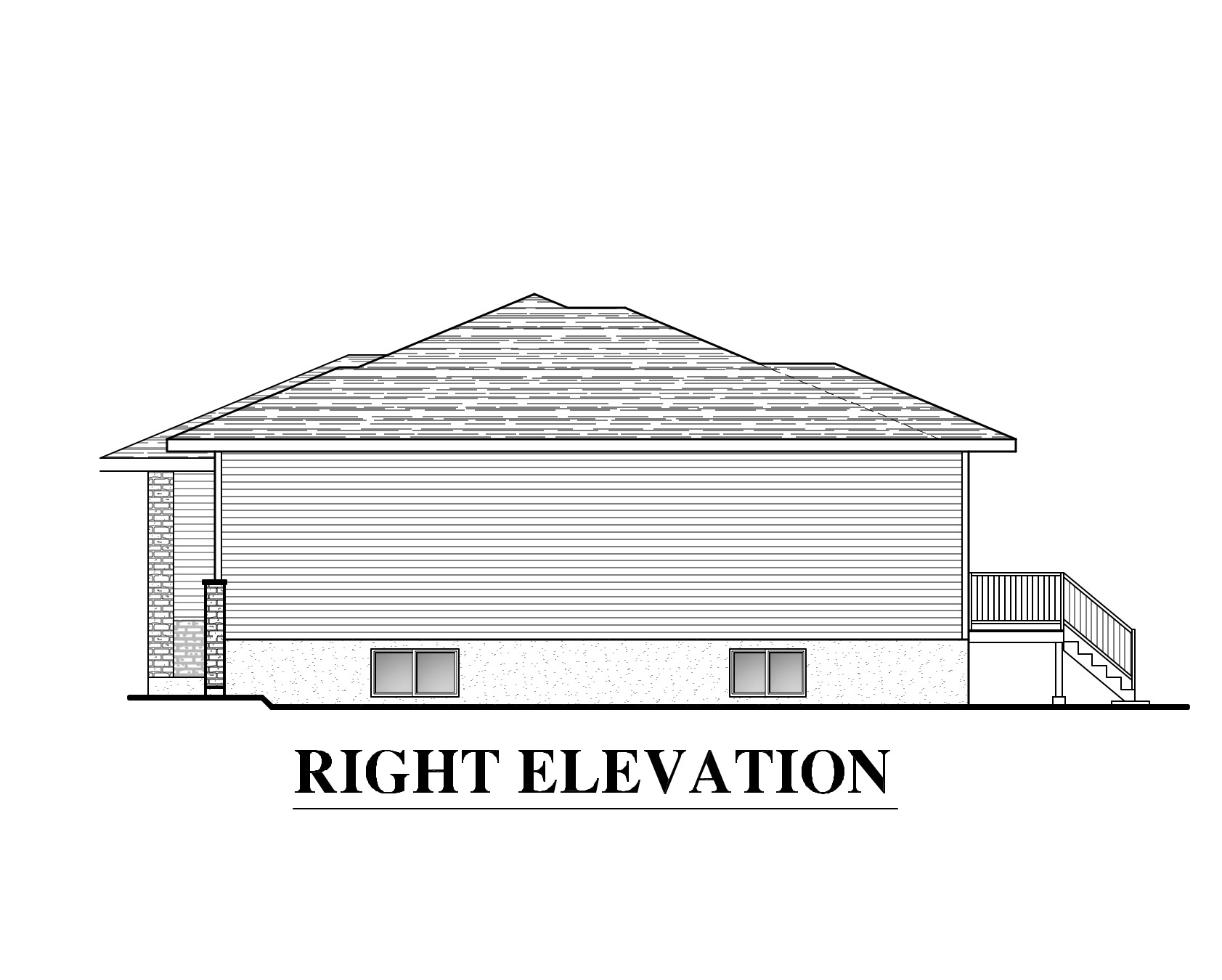 Home Plan Right Elevation of this 2-Bedroom,1232 Sq Ft Plan -158-1285
