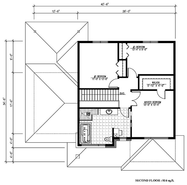 Floor Plan Second Story of Contemporary Plan #158-1287