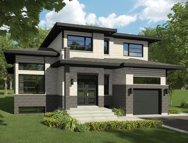Front elevation of Contemporary home (ThePlanCollection: House Plan #158-1287)