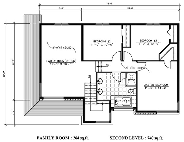 Floor Plan Second Story of Contemporary Plan #158-1288