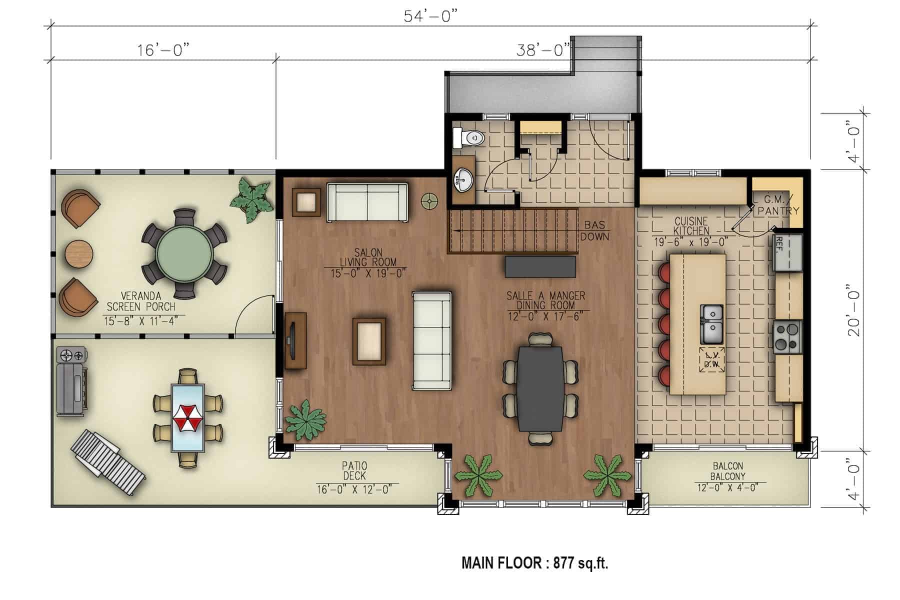 Floor Plan First Story of Modern Plan #158-1289