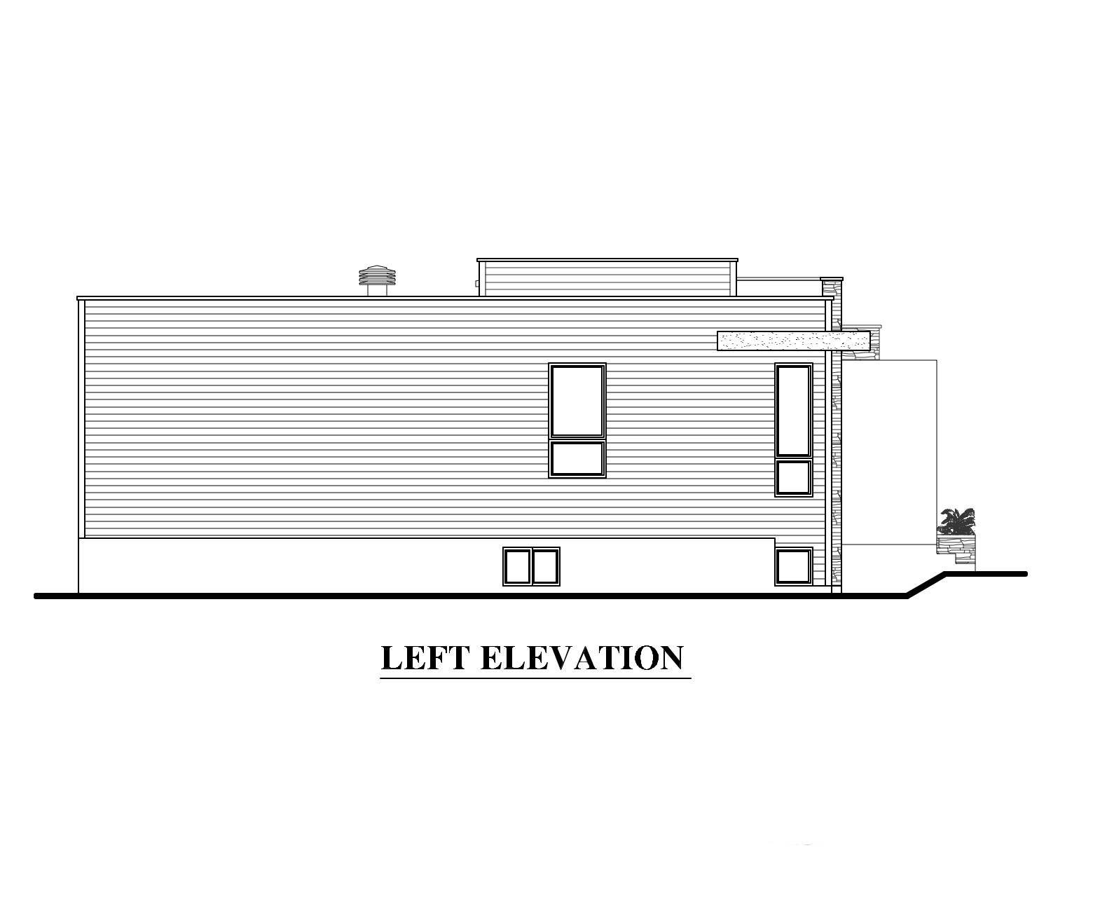 Home Plan Left Elevation of this 2-Bedroom,1277 Sq Ft Plan -158-1290