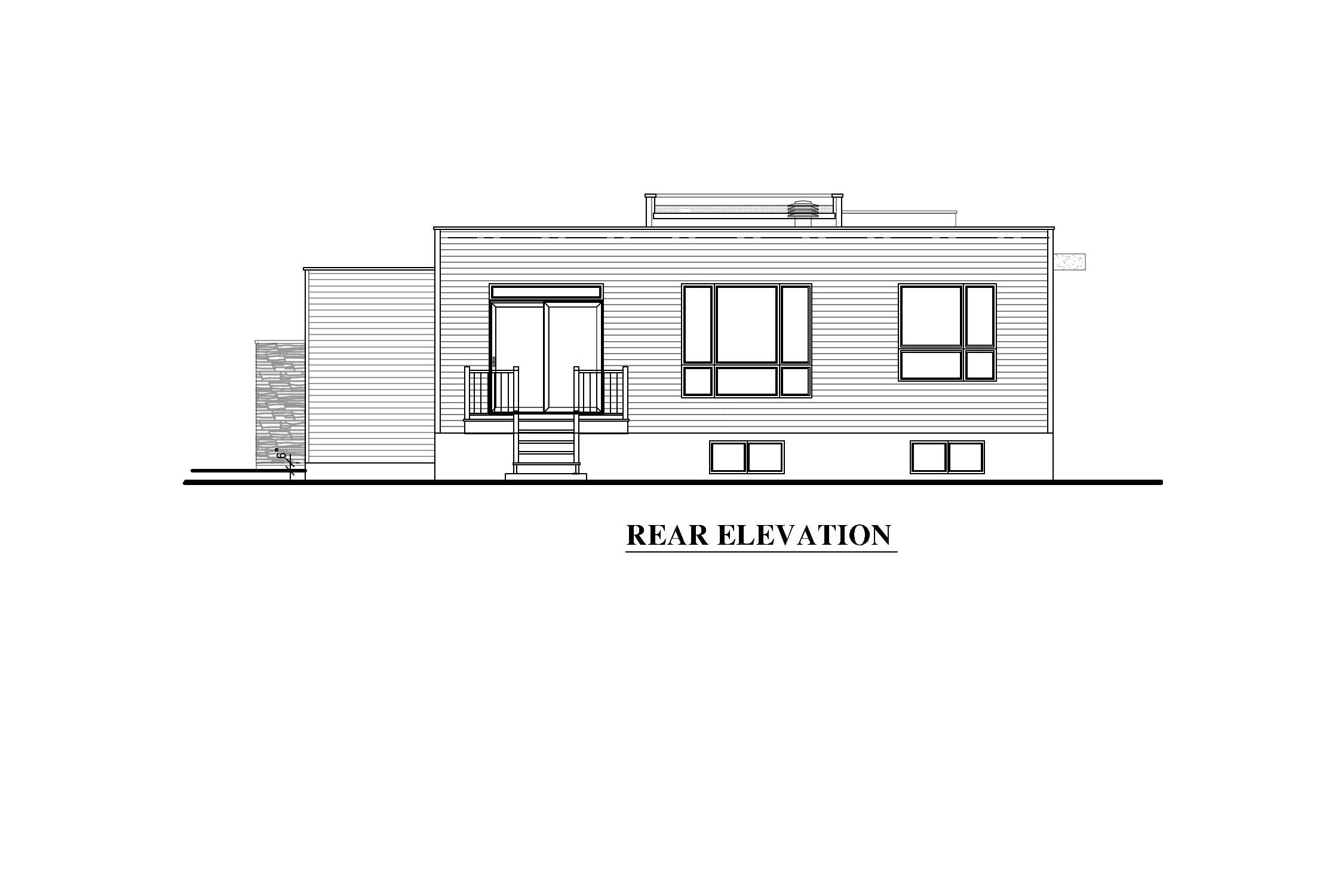 Home Plan Rear Elevation of this 2-Bedroom,1277 Sq Ft Plan -158-1290