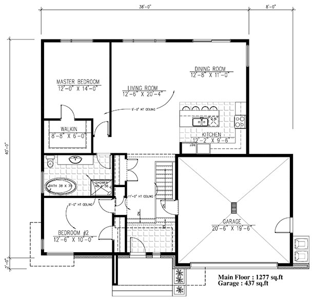 Floor Plan First Story of Modern Plan #158-1290