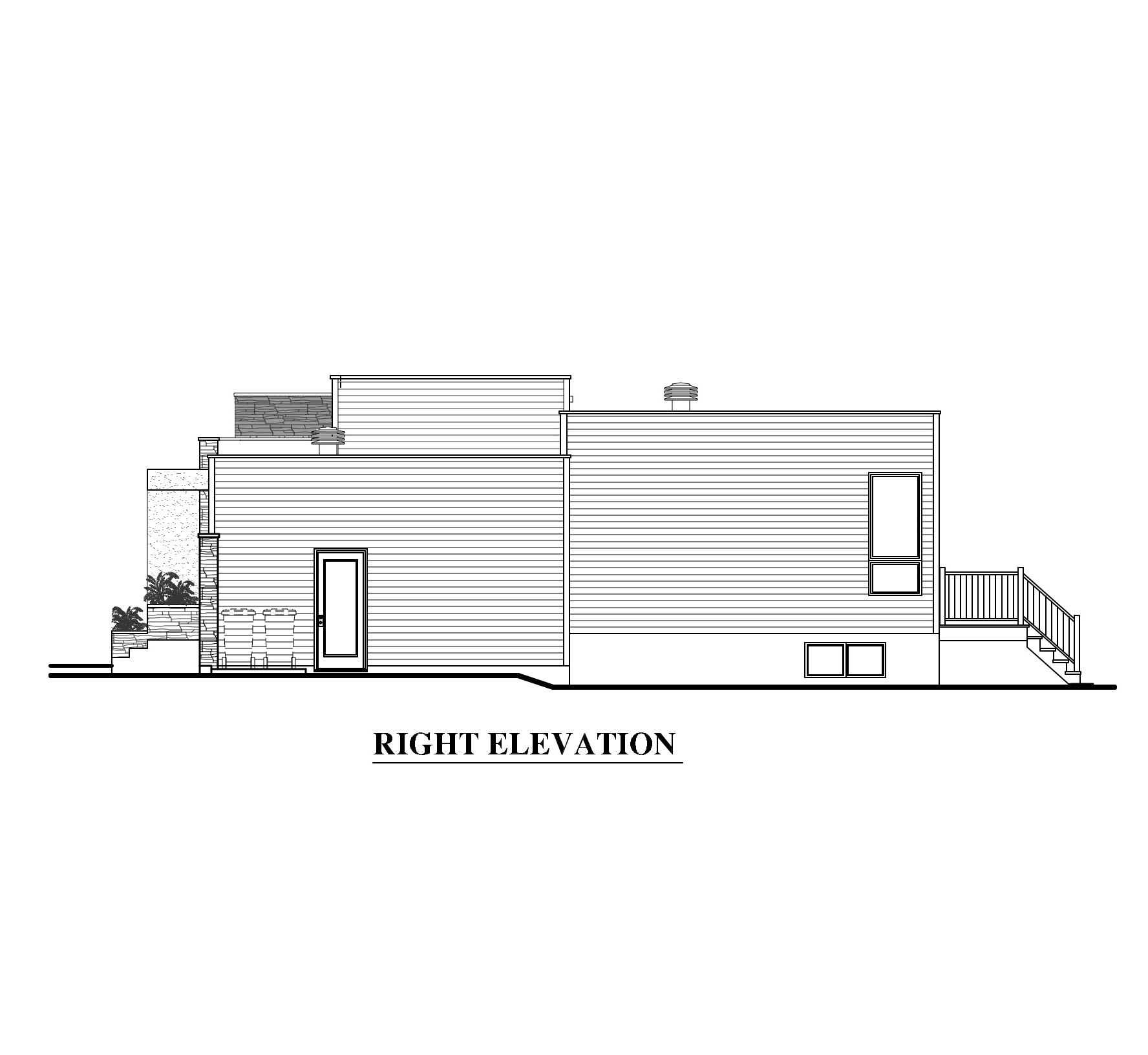 Home Plan Right Elevation of this 2-Bedroom,1277 Sq Ft Plan -158-1290