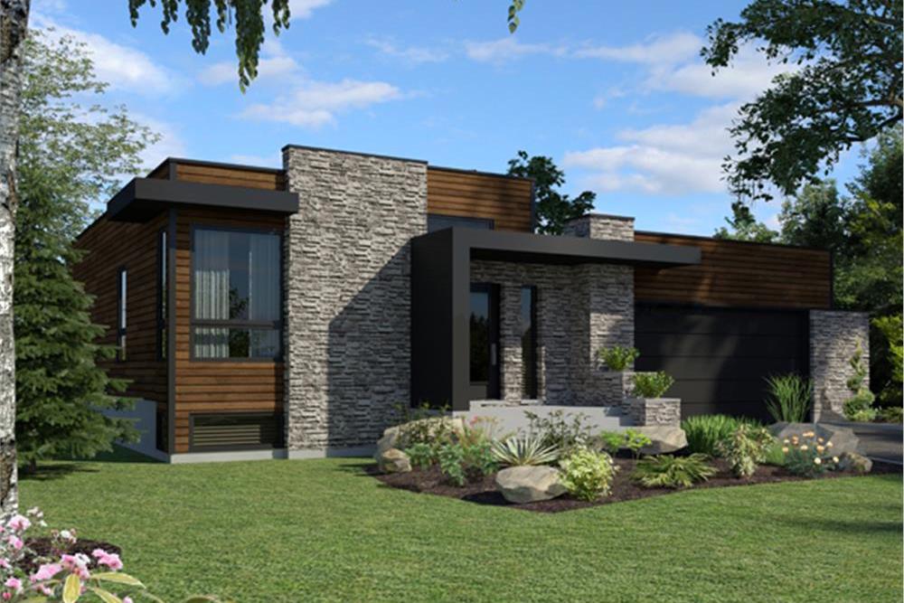 Modern style home (ThePlanCollection: Plan #158-1290)