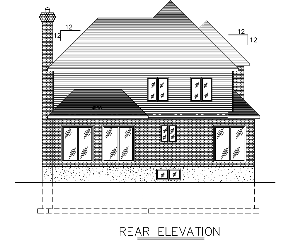 Home Plan Rear Elevation of this 3-Bedroom,2008 Sq Ft Plan -158-1292