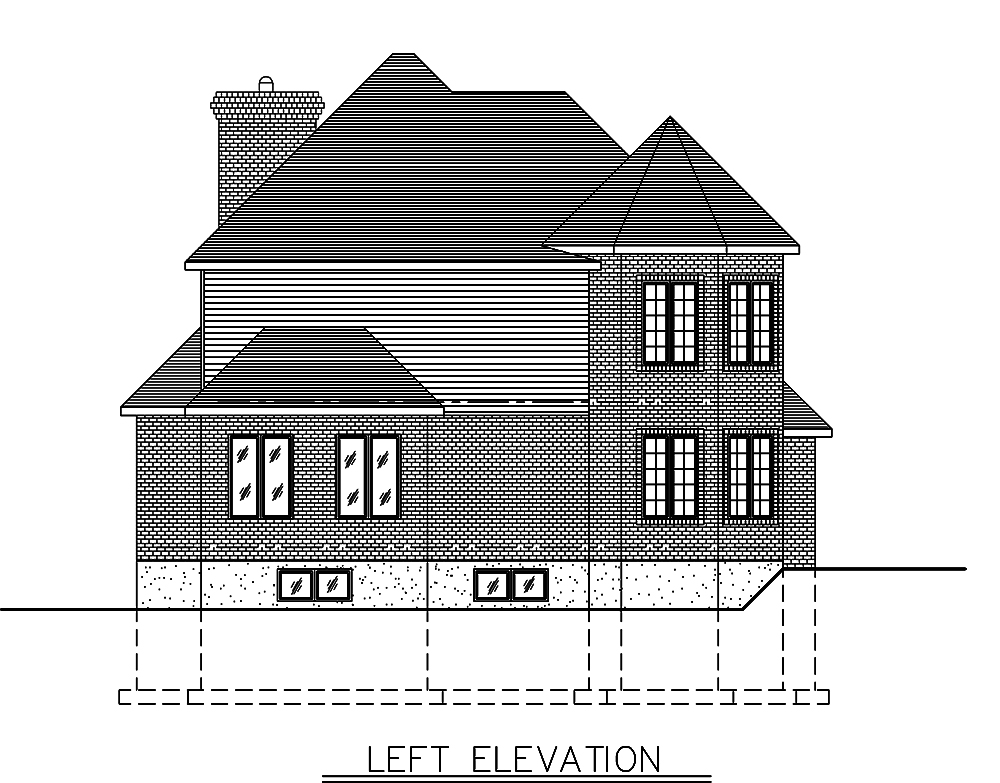 Home Plan Left Elevation of this 3-Bedroom,2008 Sq Ft Plan -158-1292