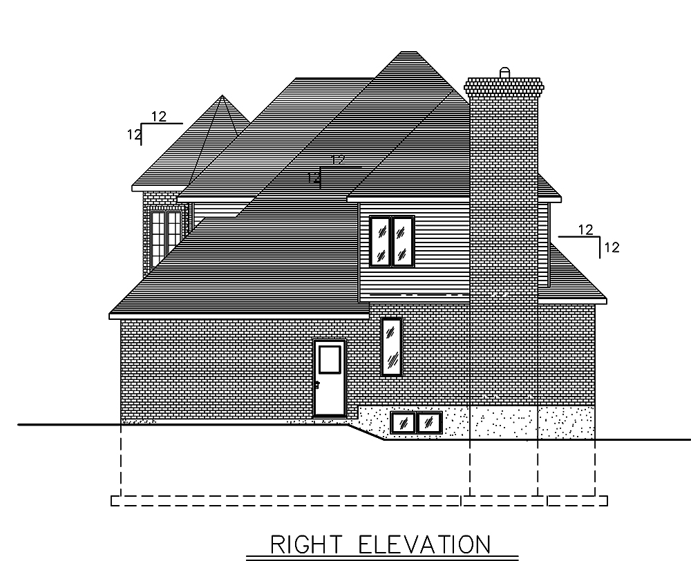 Home Plan Right Elevation of this 3-Bedroom,2008 Sq Ft Plan -158-1292