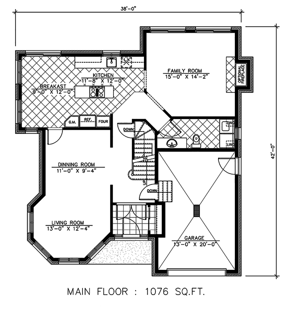 Floor Plan First Story of Cottage Plan #158-1292