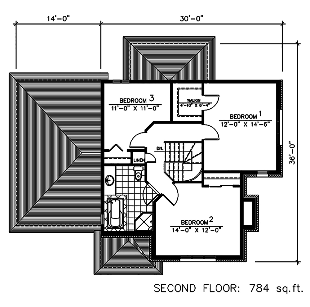 Floor Plan Second Story of Mediterranean Plan #158-1293