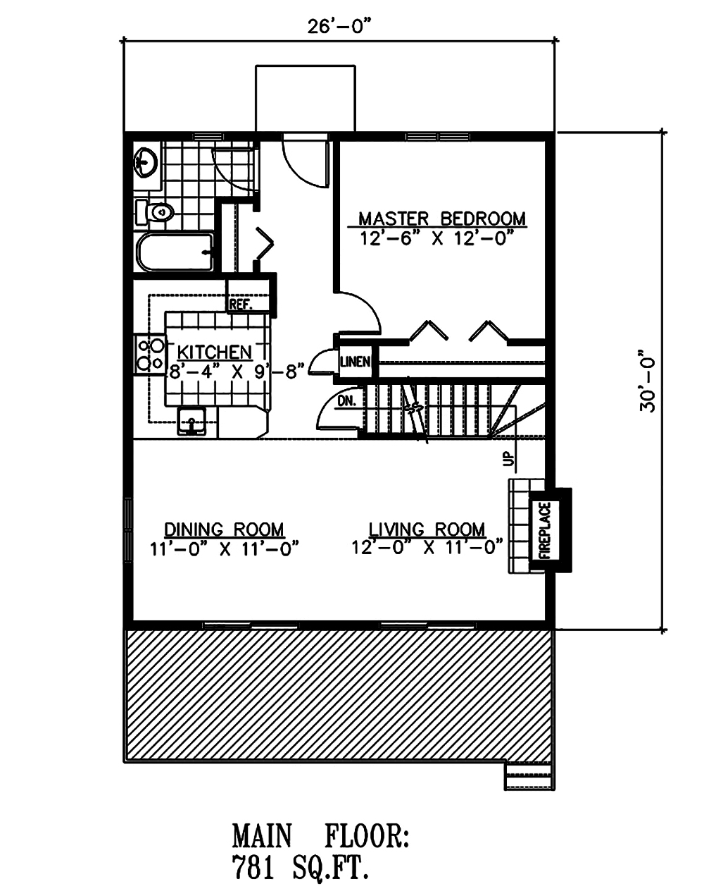 Floor Plan First Story of Cottage Plan #158-1295