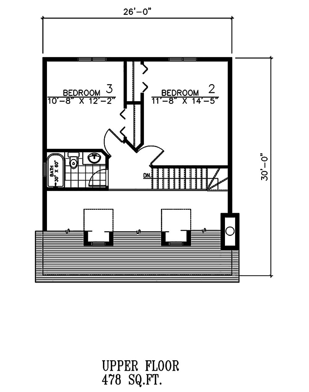 Floor Plan Second Story of Cottage Plan #158-1295