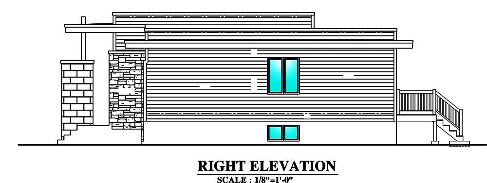 Home Plan Right Elevation of this 3-Bedroom,1180 Sq Ft Plan -158-1298