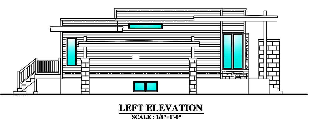 Home Plan Left Elevation of this 3-Bedroom,1180 Sq Ft Plan -158-1298
