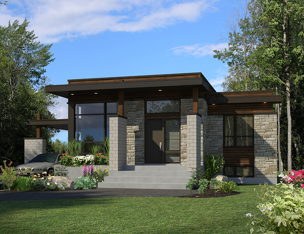 Front elevation of Modern home (ThePlanCollection: House Plan #158-1298)
