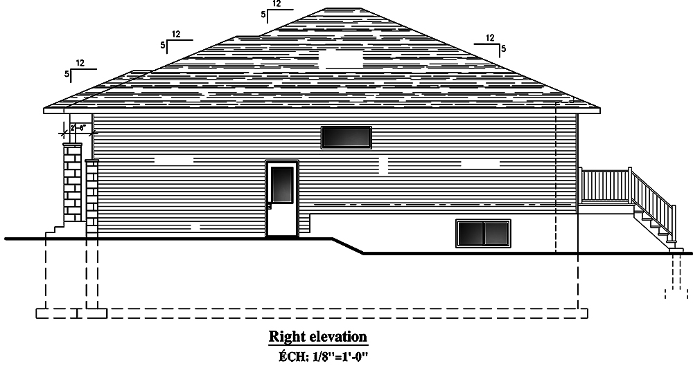 Home Plan Right Elevation of this 2-Bedroom,1325 Sq Ft Plan -158-1300