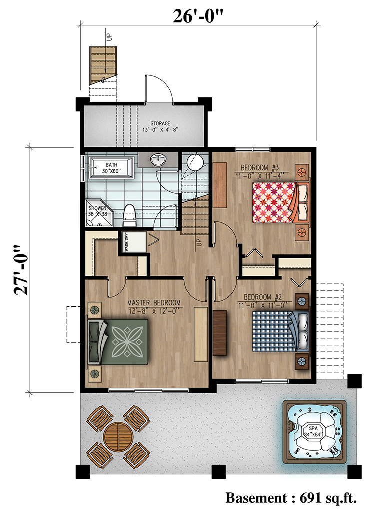 Floor Plan Second Story of Cottage Plan #158-1302