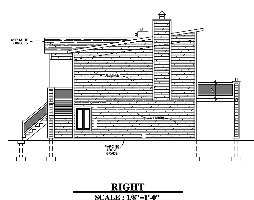 Home Plan Right Elevation of this 3-Bedroom,1382 Sq Ft Plan -158-1302