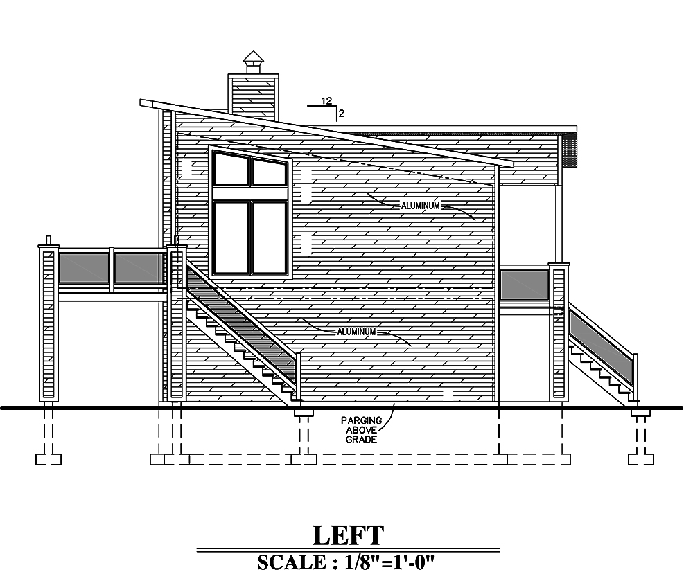 Home Plan Left Elevation of this 3-Bedroom,1382 Sq Ft Plan -158-1302