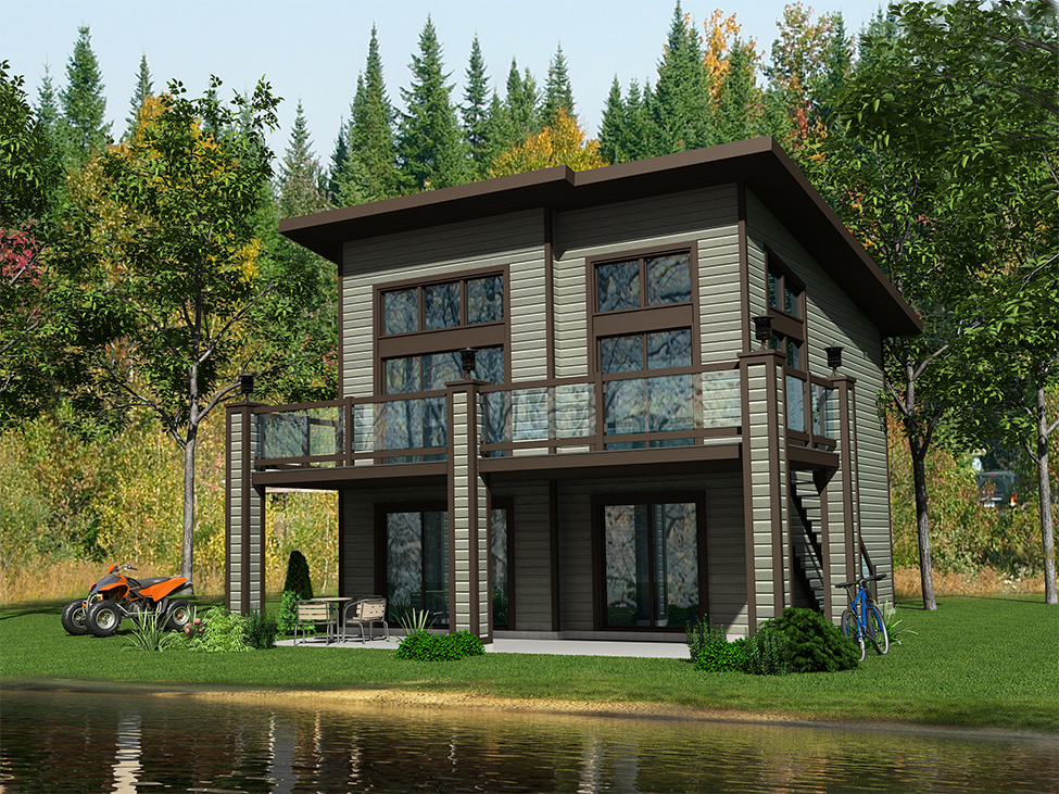 Front elevation of Lake home (ThePlanCollection: House Plan #158-1302)