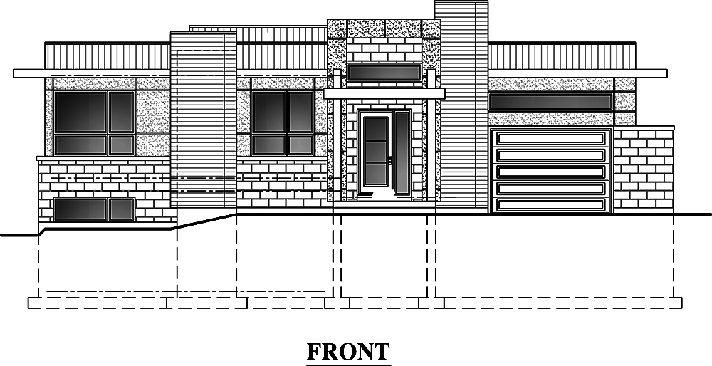 Home Plan Front Elevation of this 3-Bedroom,1421 Sq Ft Plan -158-1303