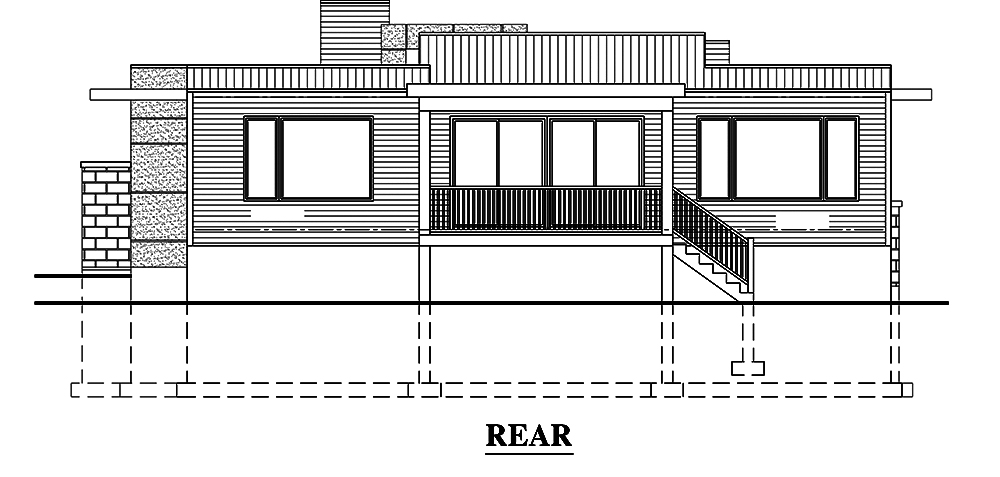 Home Plan Rear Elevation of this 3-Bedroom,1421 Sq Ft Plan -158-1303