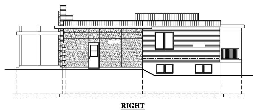 Home Plan Right Elevation of this 3-Bedroom,1421 Sq Ft Plan -158-1303