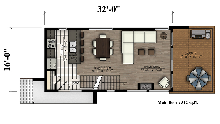 Floor Plan First Story of Contemporary Plan #158-1304